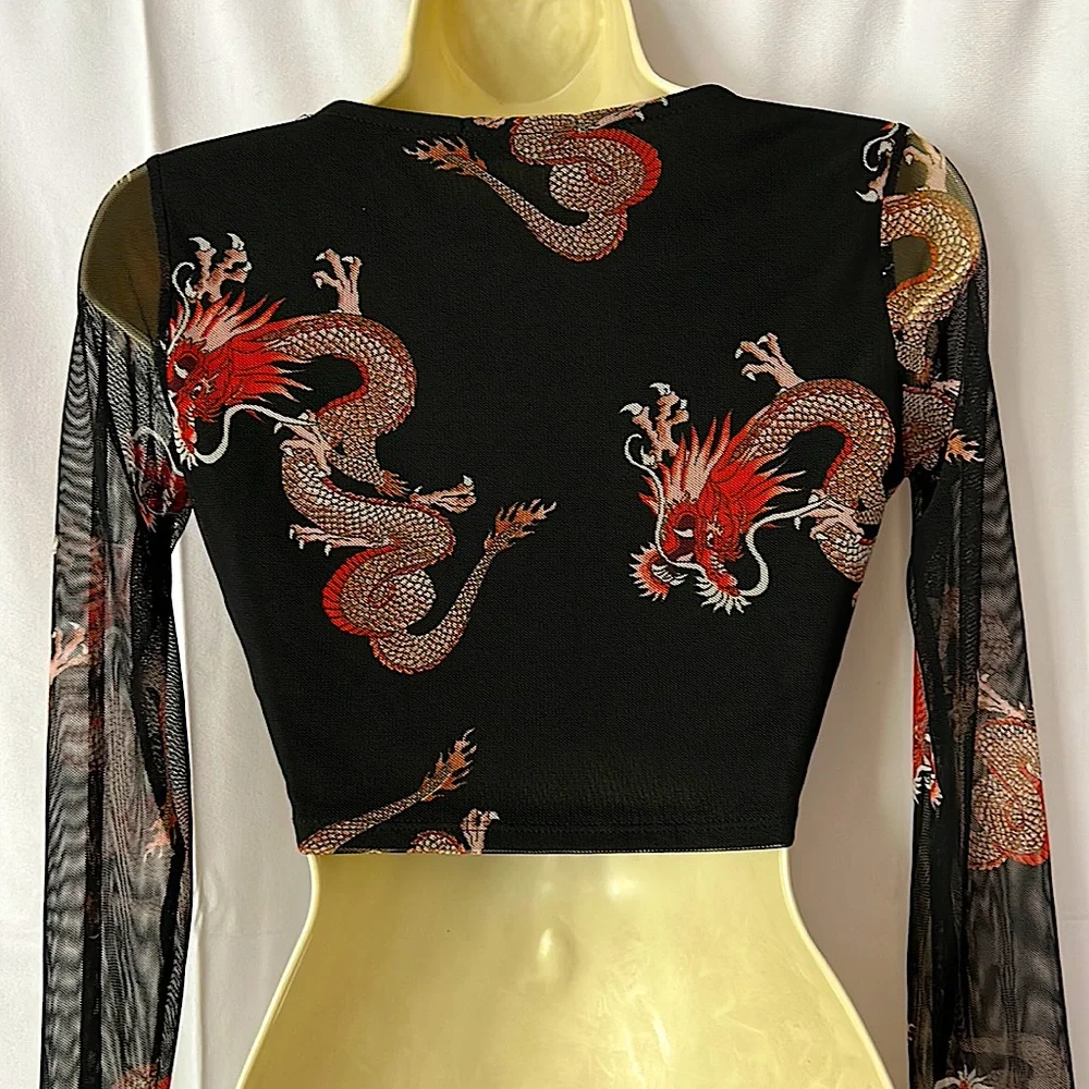 Rebellious Dreamer Sexy Dragon Corset Like Crop Top Shirt **Size M** 🔥🔥 - Picture 4 of 5